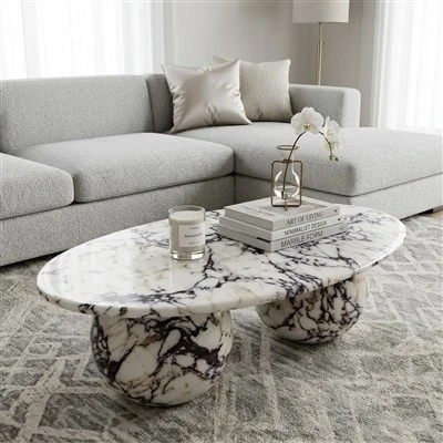 calacatta ronde altviool salontafel